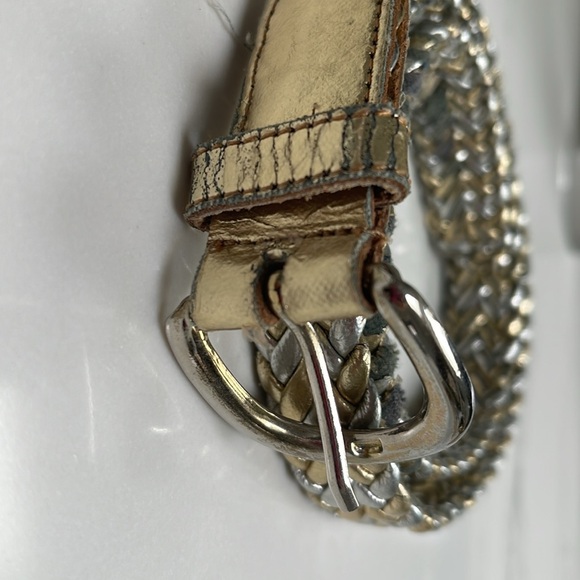 VTG Gold and silver tone braided leather belt (25 in) - Picture 3 of 7